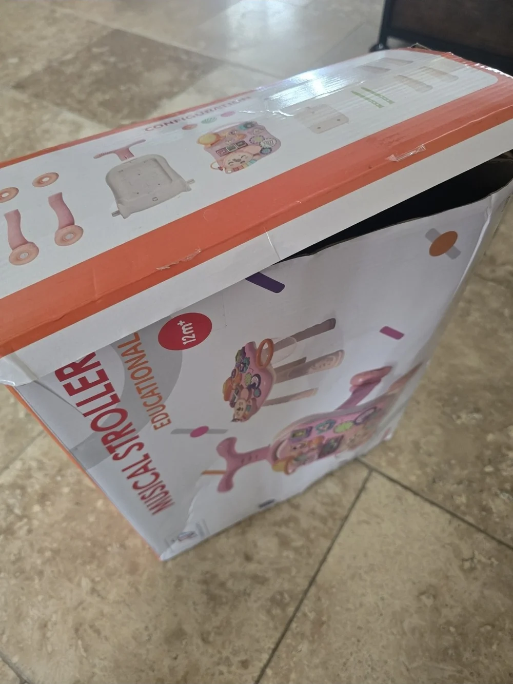 Interactive Pink Baby Push Walker Activity Toy with Musical Play Panel